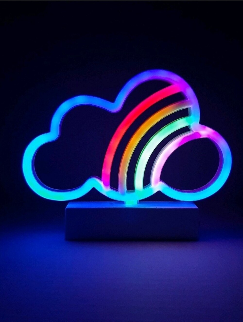 LED Neon rainbow cloud Sign Light Shape Night Lamp Decor Lamp  with stand 6¾"
